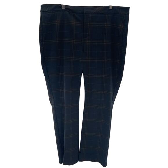 NYDJ Plaid Tartan Slim Straight Ponte Trouser Pants Lift x Tuck Tech Size 18 - Picture 1 of 9